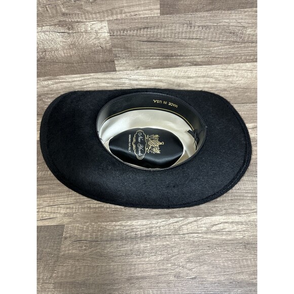 New York Genuine Fur Felt Cowboy Hat Western Made In USA Black No Size 56cm HTF - Picture 10 of 11
